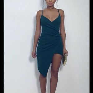 Green Wrap Front Midi Dress